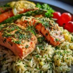 Lemon Herb Rice & Salmon Lunch Plate