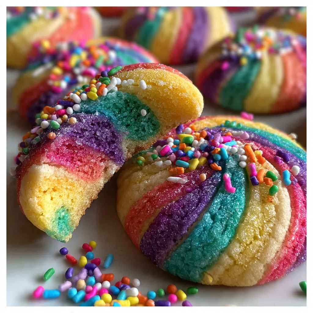 A colorful assortment of rainbow jello sugar cookies with sparkling sugar edges on a white plate