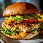 Cheddar Spinach Chicken Burgers