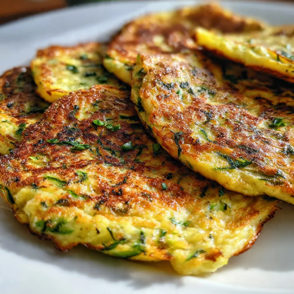 Fresh keto zucchini tortillas stacked on a wooden board with herbs nearby