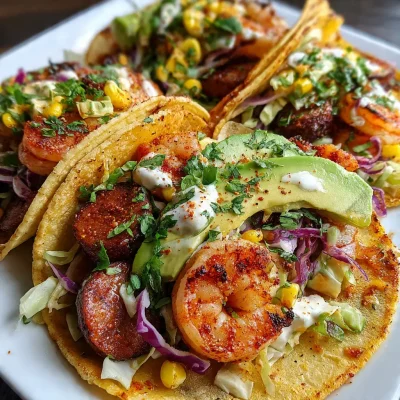 Andouille Shrimp Spicy Tacos