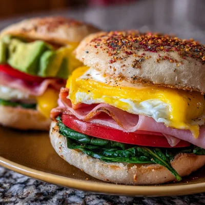 Egg Ham Breakfast Sandwich