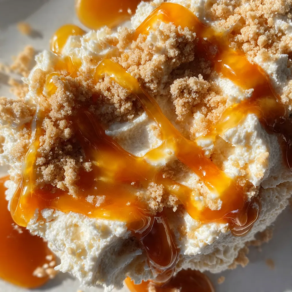 Velvety salted caramel Kentucky butter sauce being drizzled from a spoon over vanilla ice cream
