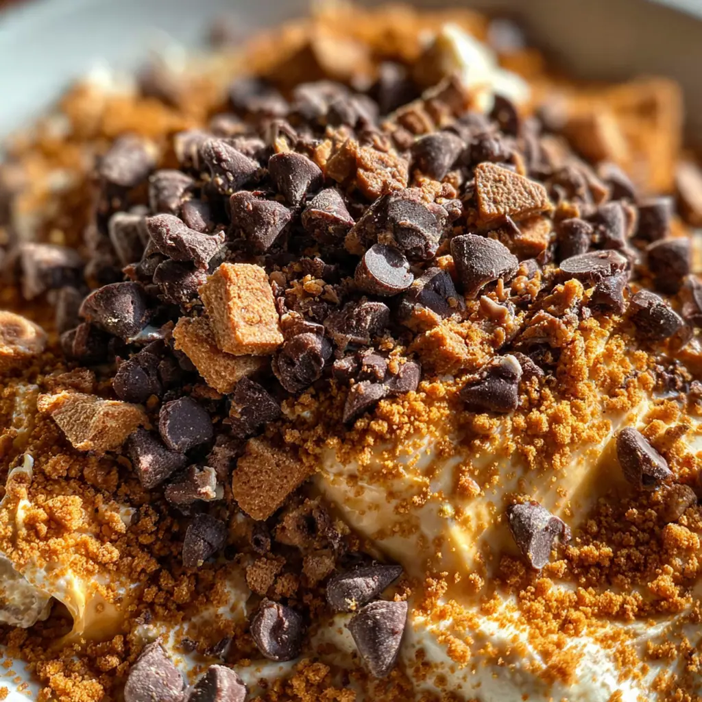 A square of no-bake Reeses peanut butter chocolate bar with layers of peanut butter and chocolate on a plate