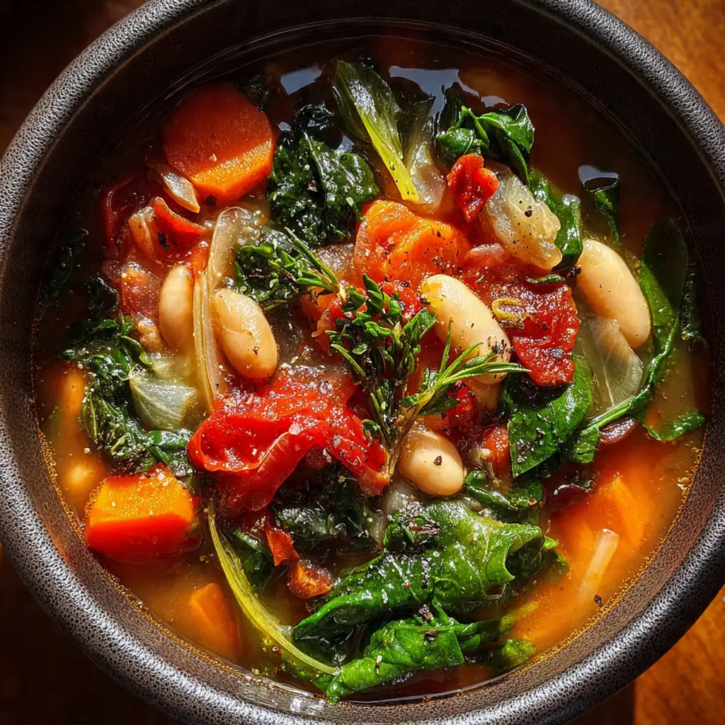 Creamy Italian White Bean Soup in a rustic bowl with fresh parsley and crusty bread